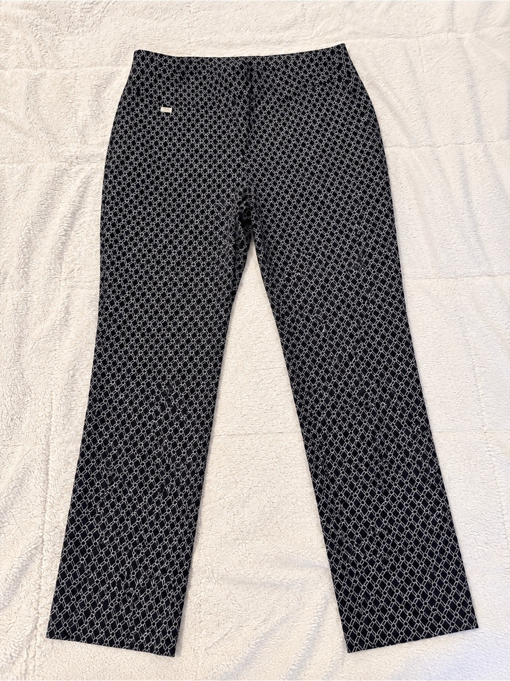 Premise Black and White Geometric Straight Leg Stretch Pants